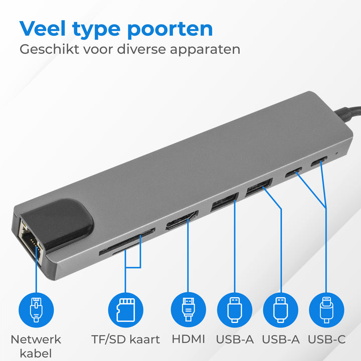 USB C HUB Ethernet 3.0 - 8 Poorten