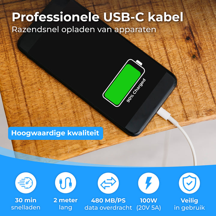 Usb C Kabel 2 Meter Wit