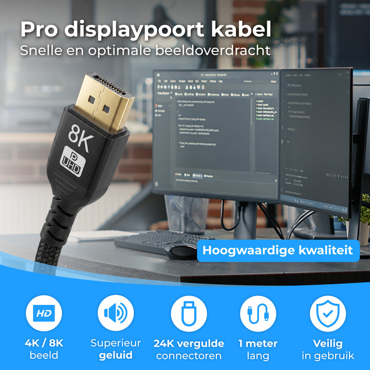 Displayport Kabel 1 Meter Zwart