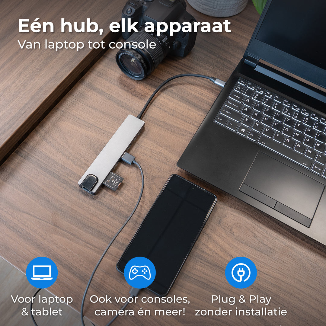 USB C HUB Ethernet 3.0 - 8 Poorten