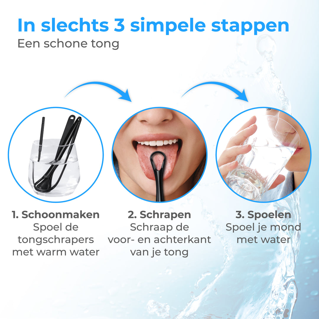Tongschraper Set - 3 delig Zwart