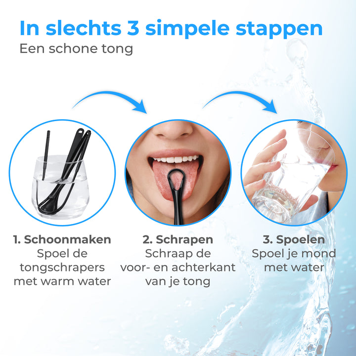Tongschraper Set - 3 delig Zwart