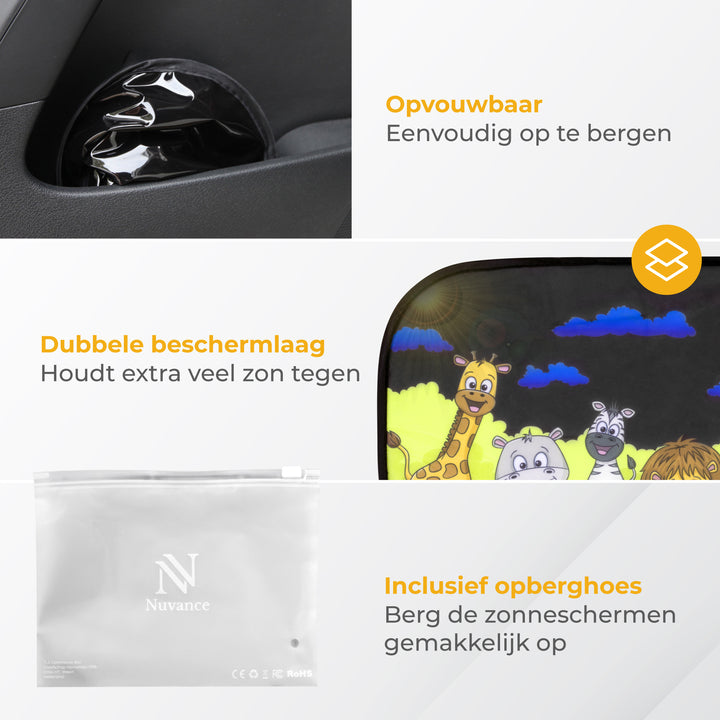 Zonnescherm voor Auto - 2 Stuks Dieren