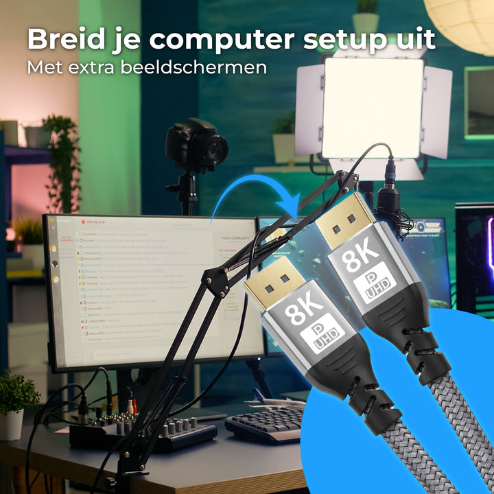 Displayport Kabel 3 Meter Grijs