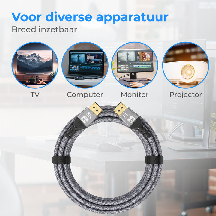 Displayport Kabel 3 Meter Grijs