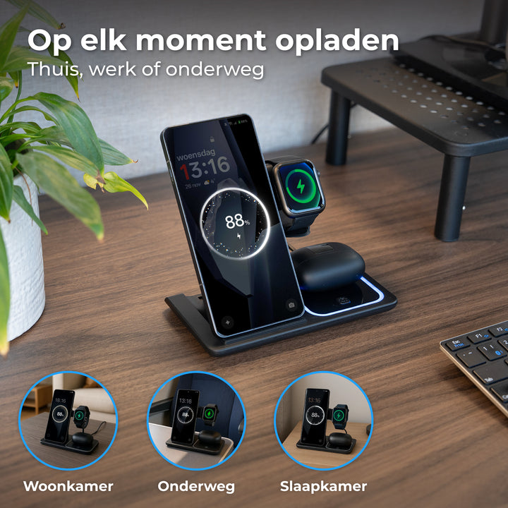 3-in-1 Draadloos Oplaadstation