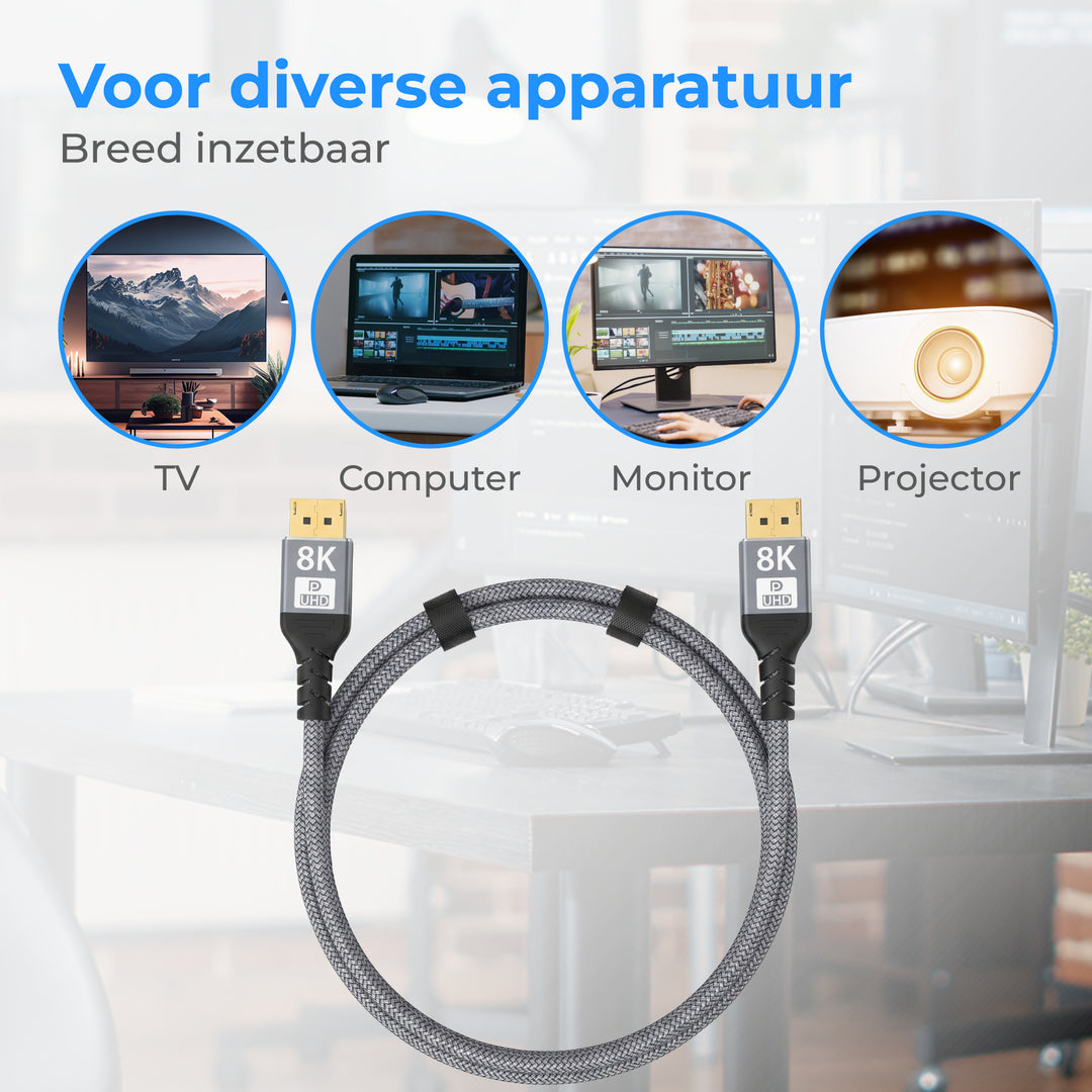 Displayport Kabel 1 Meter Grijs