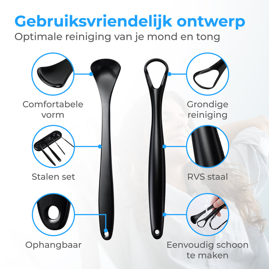 Tongschraper Set - 3 delig Zwart