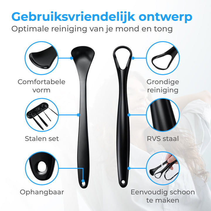 Tongschraper Set - 3 delig Zwart