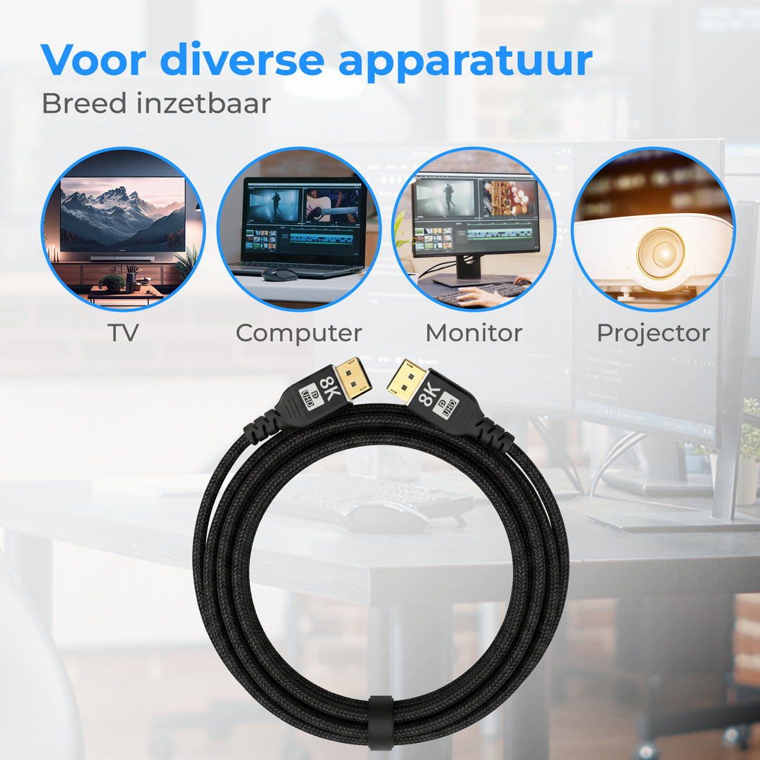 Displayport Kabel 3 Meter Zwart