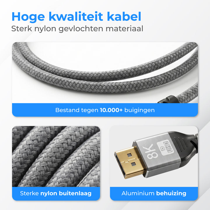 Displayport Kabel 1 Meter Grijs