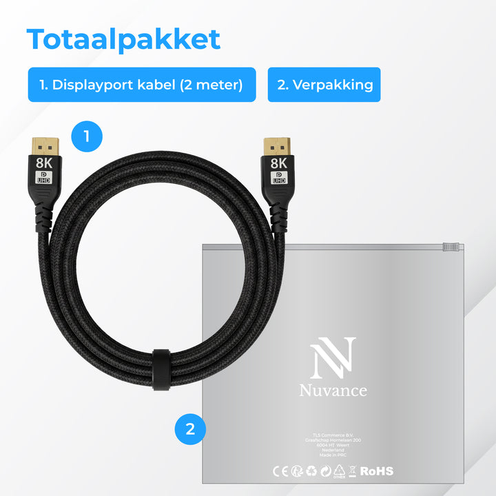 Displayport Kabel 2 Meter Zwart