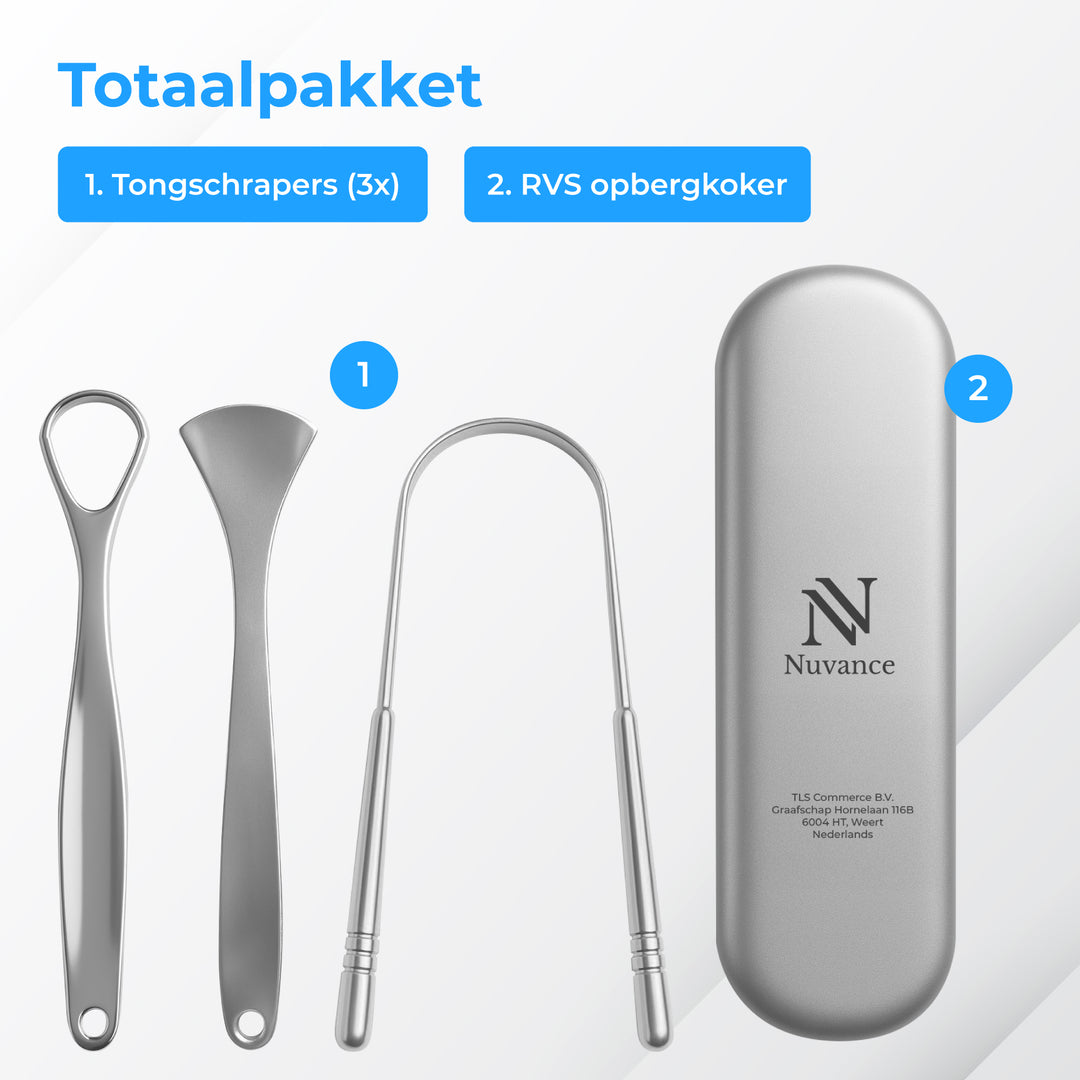 Tongschraper Set - 3 delig Silver