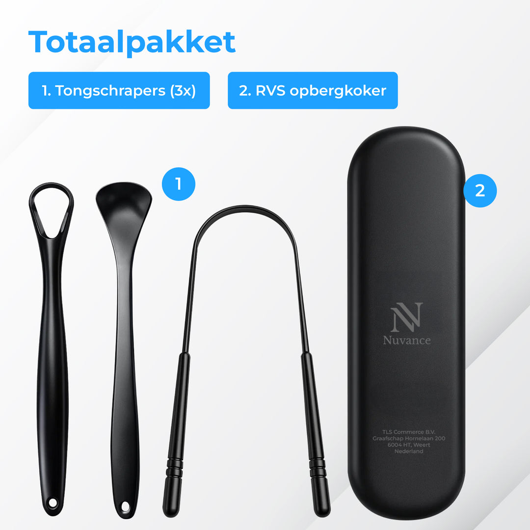 Tongschraper Set - 3 delig Zwart